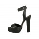 Woman's platform sandal with strap in black leather heel 13 - Available sizes:  34