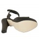 Sandale pour femmes avec courroie à la cheville et plateforme en cuir noir talon 13 - Pointures disponibles:  34