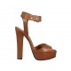 Sandalo con cinturino e plateau in pelle marrone tacco 13 - Misure disponibili: 34, 43