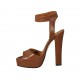Sandalo con cinturino e plateau in pelle marrone tacco 13 - Misure disponibili: 34, 43