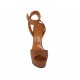 Sandalo con cinturino e plateau in pelle marrone tacco 13 - Misure disponibili: 34, 43