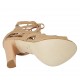 Scarpa aperta da donna con plateau e lacci in pelle beige tacco 11 - Misure disponibili: 34, 45