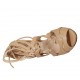 Scarpa aperta da donna con plateau e lacci in pelle beige tacco 11 - Misure disponibili: 34, 45