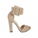 Zapato abierto para mujer con hebilla al tobillo y plataforma en gamuza beis tacon 11 - Tallas disponibles:  34, 43