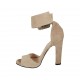 Zapato abierto para mujer con hebilla al tobillo y plataforma en gamuza beis tacon 11 - Tallas disponibles:  34, 43
