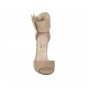 Zapato abierto para mujer con hebilla al tobillo y plataforma en gamuza beis tacon 11 - Tallas disponibles:  34, 43