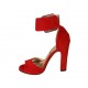 Zapato abierto para mujer con hebilla al tobillo y plataforma en gamuza roja tacon 11 - Tallas disponibles:  43