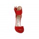 Zapato abierto para mujer con hebilla al tobillo y plataforma en gamuza roja tacon 11 - Tallas disponibles:  43
