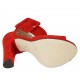 Zapato abierto para mujer con hebilla al tobillo y plataforma en gamuza roja tacon 11 - Tallas disponibles:  43