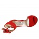 Chaussure ouverte pour femmes avec boucle à la cheville et plateforme en daim rouge talon 11 - Pointures disponibles:  43
