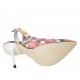 Slingback für Damen mit innerem Plateau aus buntem blumengemustertem Stoff Absatz 12 - Verfügbare Größen:  33, 34
