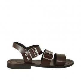 Sandale pour hommes avec boucles en cuir marron foncé - Pointures disponibles:  36, 37, 38, 46, 47, 48, 49