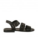 Sandalia para hombres con hebillas en piel negra