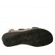 Sandalo da donna con velcro e plantare estraibile in pelle taupe e tessuto stampato laminato bronzo tacco 4 - Misure disponibili: 31