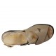 Sandalo da donna con velcro e plantare estraibile in pelle taupe e tessuto stampato laminato bronzo tacco 4 - Misure disponibili: 31