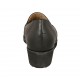 Chaussure pour femmes avec élastiques et semelle interieur amovible en cuir et cuir perforé noir talon compensé 4 - Pointures disponibles:  42, 43, 45