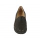 Zapato con elasticos y plantilla extraible para mujer en piel y piel perforada negra cuña 4 - Tallas disponibles:  42, 43, 45