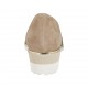Chaussure pour femmes avec élastiques et semelle interieur amovible en daim et daim perforé taupe talon 4 - Pointures disponibles:  42