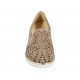 Woman's highfronted shoe with elastic bands and removable insole in taupe suede and pierced suede heel 4 - Available sizes:  42