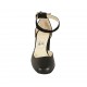 Zapato abierto para mujer con cinturon al tobillo en piel y gamuza negra con tacon cuadrado 7 - Tallas disponibles:  45