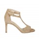 Scarpa aperta da donna con cinturini ed elastico in camoscio beige tacco 8 - Misure disponibili: 42