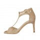 Zapato abierto con cinturones y elastico para mujer en gamuza beis tacon 8 - Tallas disponibles:  42