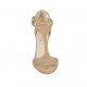 Chaussure ouverte pour femmes avec courroies et elastique en daim beige talon 8 - Pointures disponibles:  42