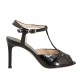 Sandale pour femmes en cuir verni noir avec courroie talon 8 - Pointures disponibles:  32, 33, 42