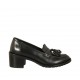 Mocasino para mujer con borlas en piel negra tacon 5 - Tallas disponibles:  43