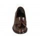 Mocassino da donna con nappine in pelle testa di moro tacco 5 - Misure disponibili: 33, 34, 43