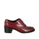 Oxfordschuh mit Schnürsenkeln für Damen aus bordeauxfarbenem Leder Absatz 5 - Verfügbare Größen:  42, 43