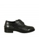 Chaussure élégant derby à lacets pour femmes en cuir noir avec talon 3 - Pointures disponibles:  43, 45
