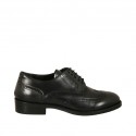 Woman's elegant laced derby shoe in black leather heel 3