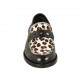 Mocasino para mujer en piel negra y moteada tacon 2 - Tallas disponibles:  33, 43