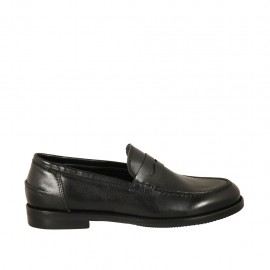 Mocassino da donna in pelle nera tacco 2 - Misure disponibili: 32, 33