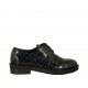 Woman's laced derby shoe in blue printed patent leather heel 3 - Available sizes:  32, 43