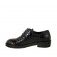 Woman's laced derby shoe in blue printed patent leather heel 3 - Available sizes:  32, 43