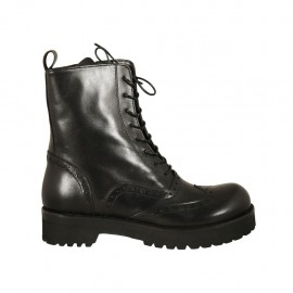 Stivaletto stringato da donna con cerniera in pelle nera tacco 3 - Misure disponibili: 34