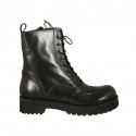 Bottines pour femmes avec lacets en cuir noir talon 3