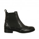 Bottines pour femmes avec elastiques et goujons en cuir noir talon 3