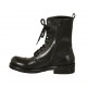 Bottines pour femmes stil combat avec lacets, fermeture éclair et bout droit en cuir noir talon 3 - Pointures disponibles:  32