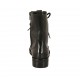 Bottines pour femmes stil combat avec lacets, fermeture éclair et bout droit en cuir noir talon 3 - Pointures disponibles:  32