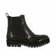 Bottines avec élastiques à bout golf pour femmes en cuir noir talon 3 - Pointures disponibles:  43