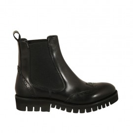 Stivaletto da donna a coda di rondine con elastici in pelle nera tacco 3 - Misure disponibili: 34, 43, 45
