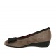 Decolté da donna con accessorio in pelle nera e camoscio taupe zeppa 3 - Misure disponibili: 42, 43