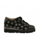 Zapato con cordones para mujer en piel y charol negro y gamuza estampada negra y gris cuña 4 - Tallas disponibles:  34, 43