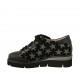 Zapato con cordones para mujer en piel y charol negro y gamuza estampada negra y gris cuña 4 - Tallas disponibles:  34, 43