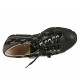 Zapato con cordones para mujer en piel y charol negro y gamuza estampada negra y gris cuña 4 - Tallas disponibles:  34, 43