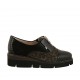 Scarpa accollata con cerniera e elastici da donna in vernice e camoscio nero e stampato zeppa 4 - Misure disponibili: 33, 34, 43, 45