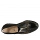 Damenschuh mit Reissverschluss und Gummibändern aus schwarzem Lackleder und Wildleder und bedrucktem Wildleder Keilabsatz 4 - Verfügbare Größen:  43